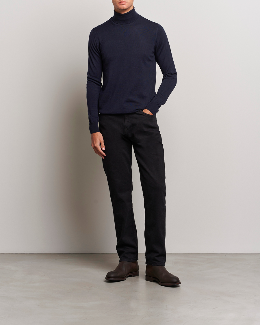Herre | Gensere | J.Lindeberg | Lyd True Merino Polo Navy