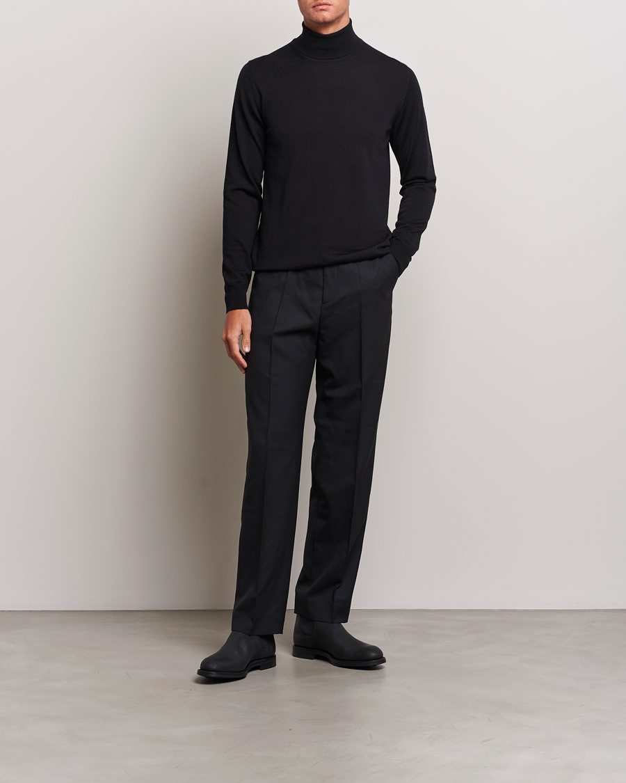 Herre | Gensere | J.Lindeberg | Lyd True Merino Polo Black