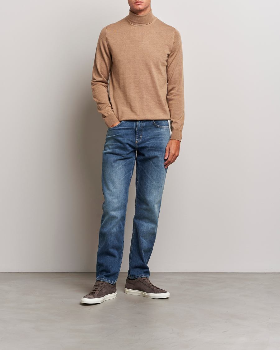 Herre | Gensere | J.Lindeberg | Lyd True Merino Polo Chipmunk Melange
