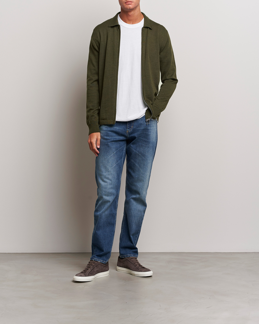 Herre | Gensere | J.Lindeberg | Nyle True Merino Zip Cardigan Forest Green