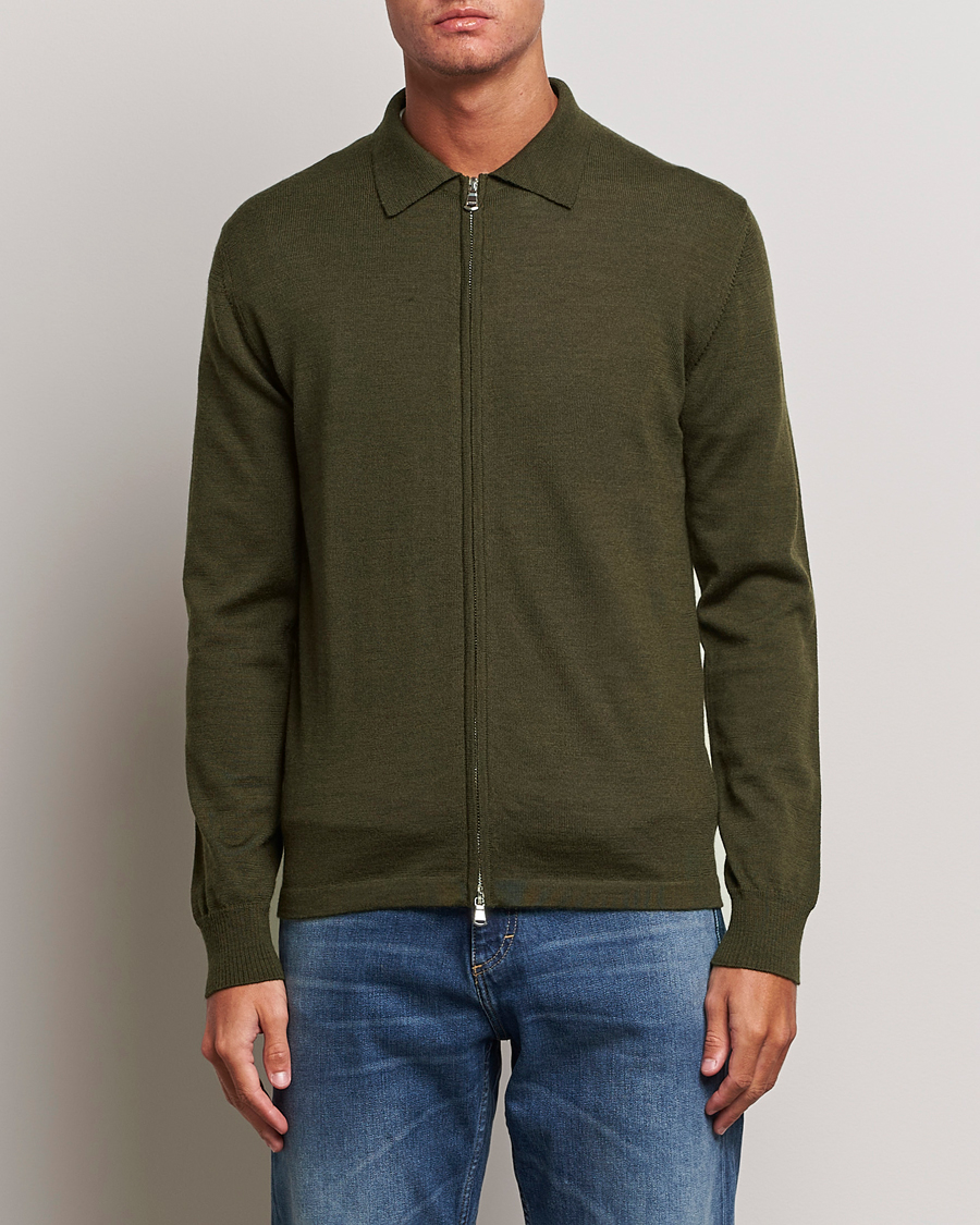 Herre | Gensere | J.Lindeberg | Nyle True Merino Zip Cardigan Forest Green