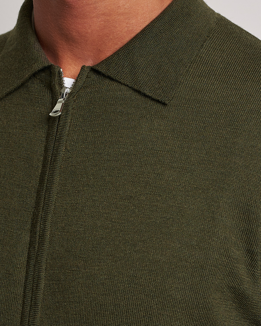 Herre | Gensere | J.Lindeberg | Nyle True Merino Zip Cardigan Forest Green