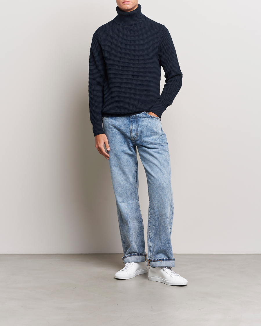 Herre | Gensere | J.Lindeberg | Olivero Cotton Turtle Sweater Navy