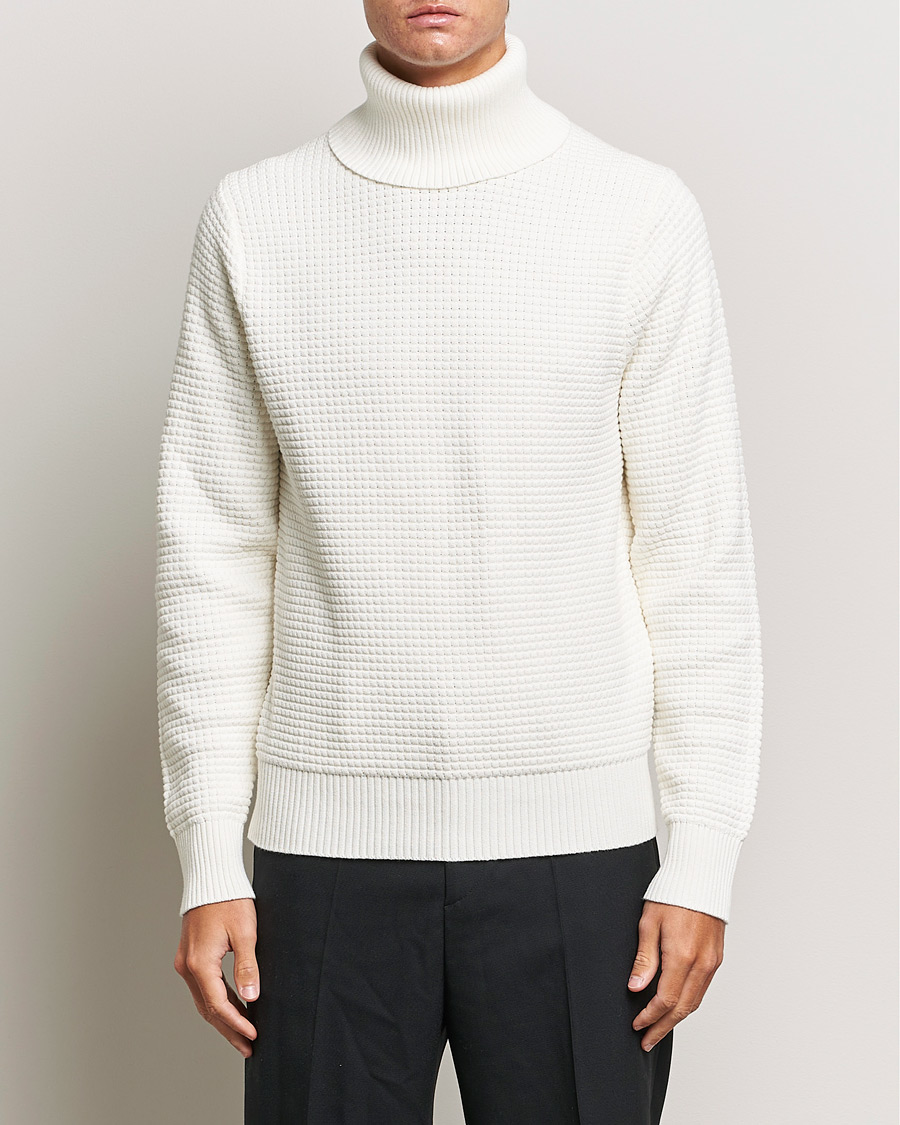Herre | Gensere | J.Lindeberg | Olivero Cotton Turtle Sweater Cloud White