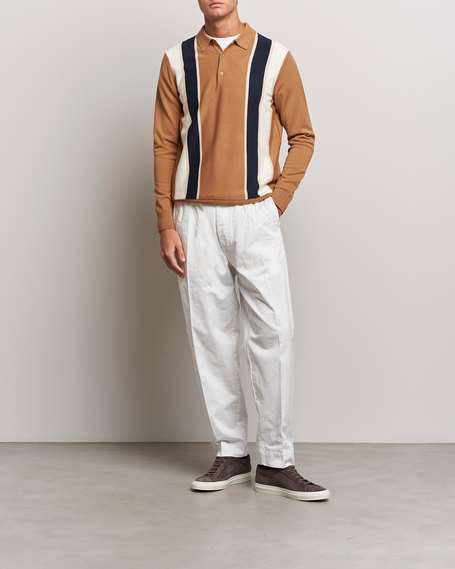 Herre | Gensere | J.Lindeberg | Heden Striped Knitted Polo Chipmunk