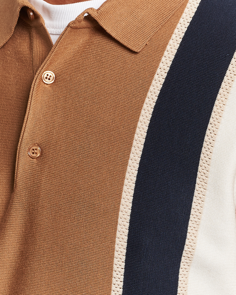 Herre | Gensere | J.Lindeberg | Heden Striped Knitted Polo Chipmunk