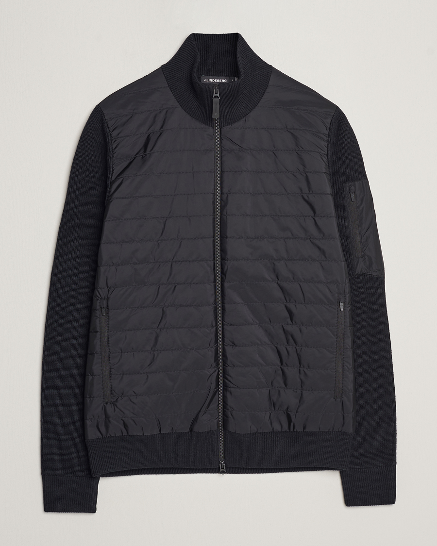 Herre | Gensere | J.Lindeberg | Beck Knitted Hybrid Jacket Black