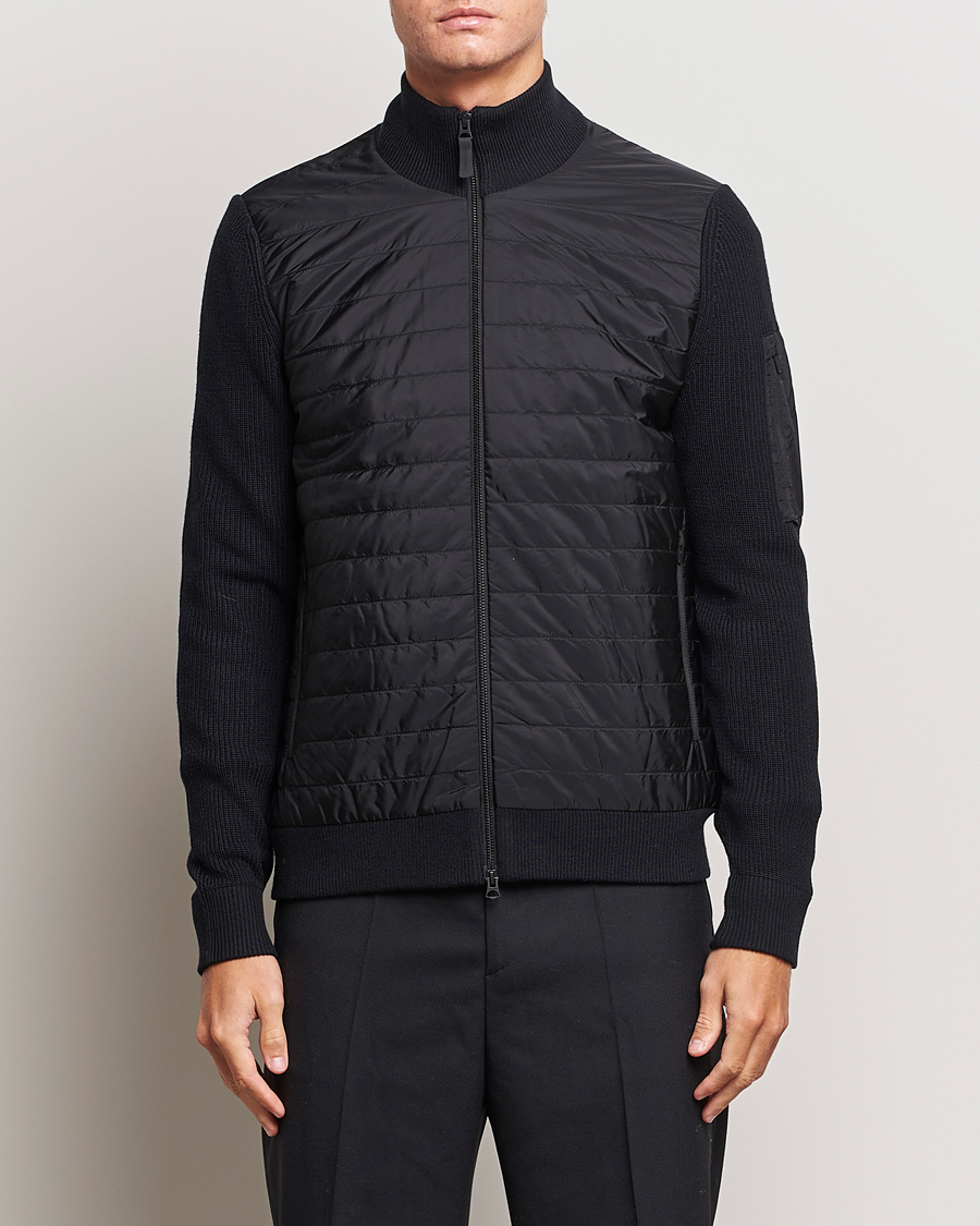 Herre | Gensere | J.Lindeberg | Beck Knitted Hybrid Jacket Black