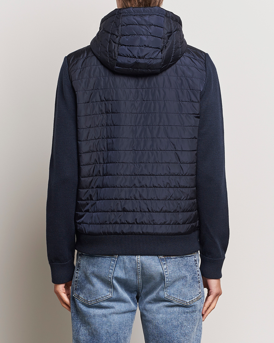Herre | Gensere | J.Lindeberg | Pierre Knitted Hybrid Full Zip Hood Navy