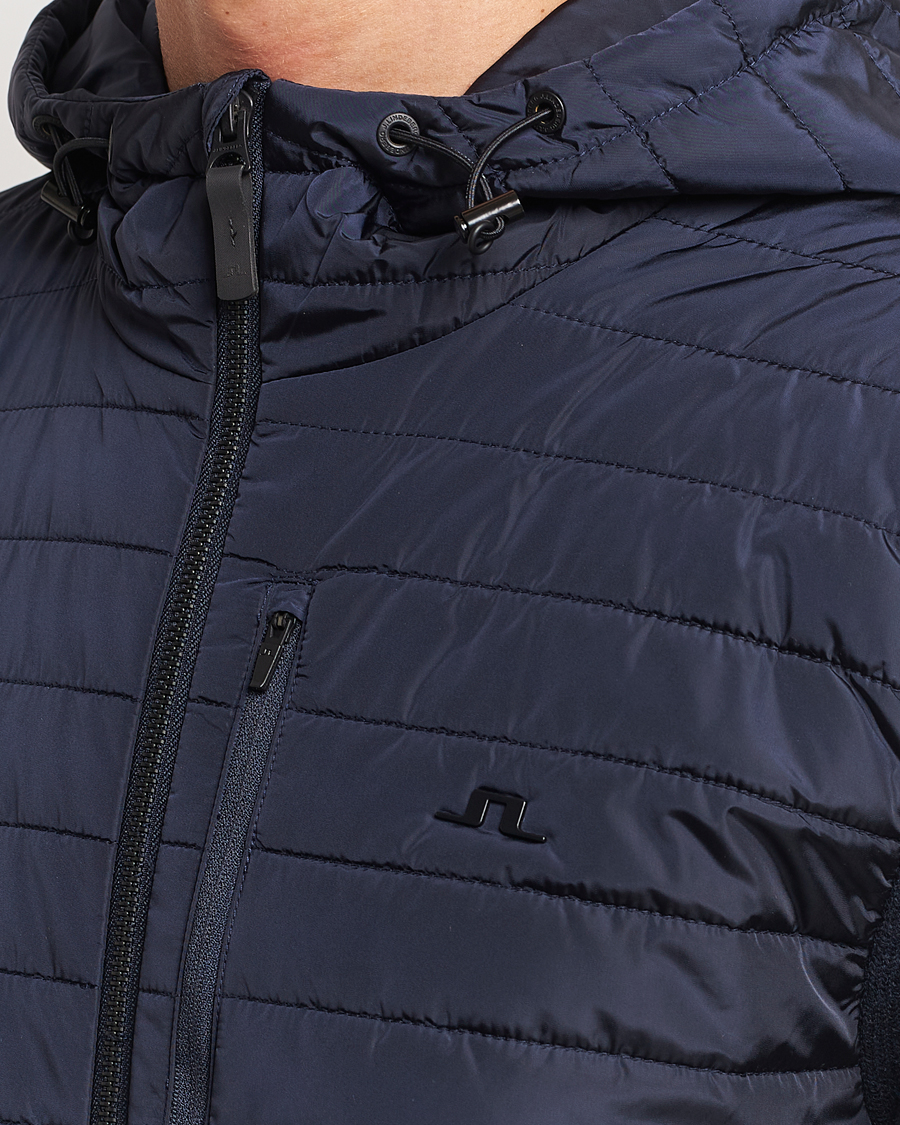 Herre | Gensere | J.Lindeberg | Pierre Knitted Hybrid Full Zip Hood Navy