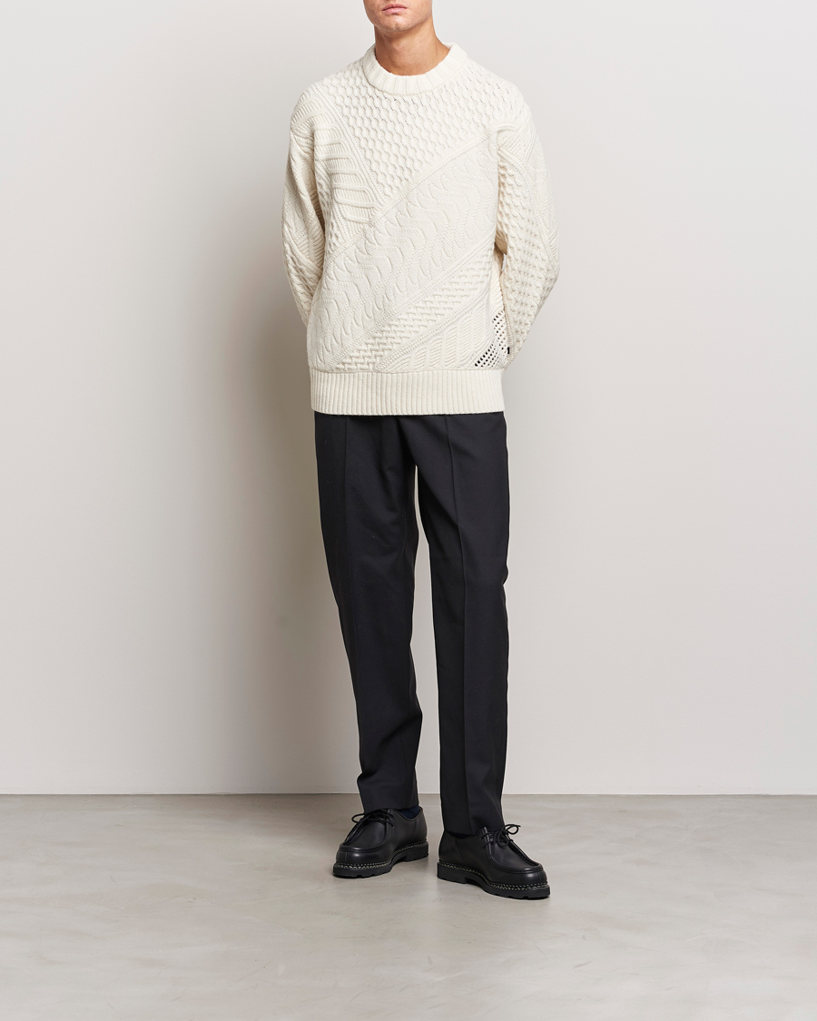 Herre | Gensere | J.Lindeberg | Savio Cable Knit Mock Neck Cloud White