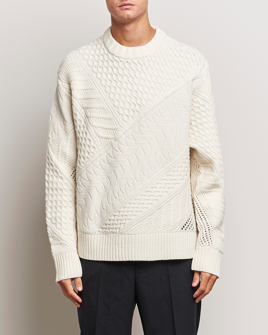 Herre | J.Lindeberg | J.Lindeberg | Savio Cable Knit Mock Neck Cloud White