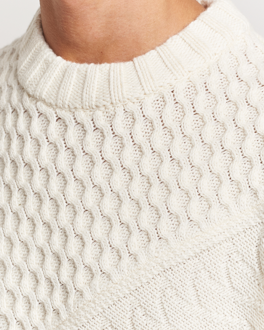 Herre | Gensere | J.Lindeberg | Savio Cable Knit Mock Neck Cloud White