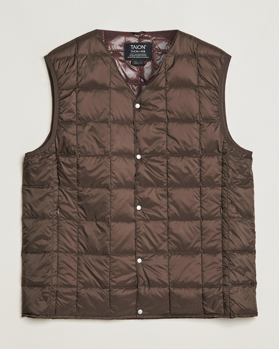 Herre | Jakker | TAION | V-Neck Lightweight Down Vest Dark Choco