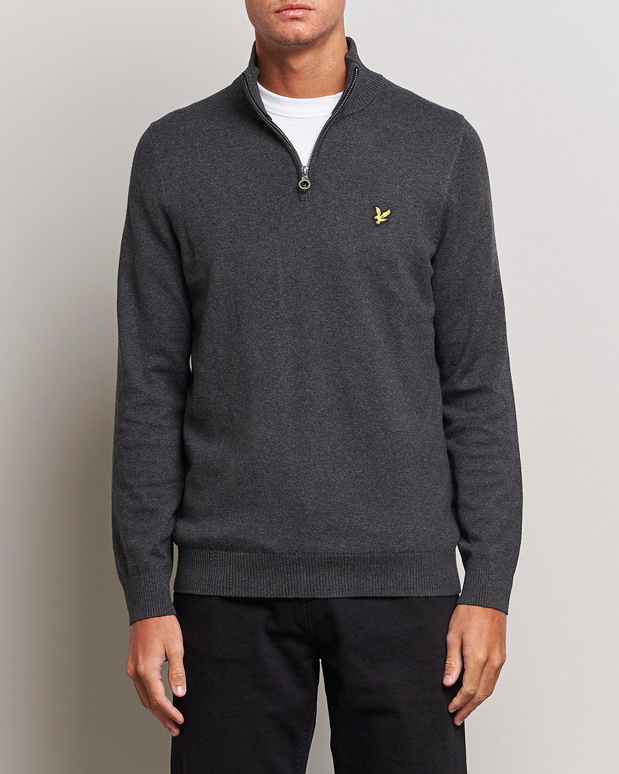 Herre |  | Lyle & Scott | Cotton/Merino Half Zip Charcoal Marl