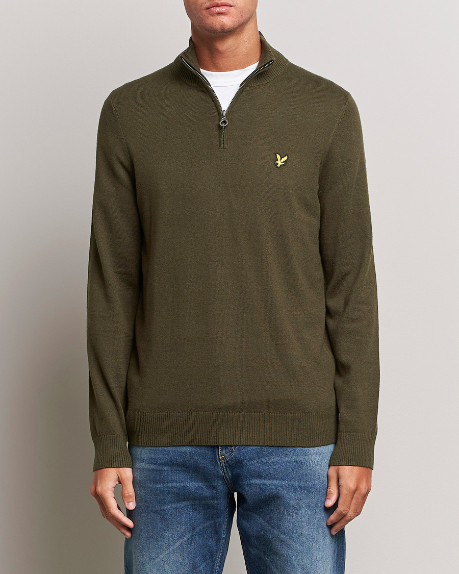 Herre | Gensere | Lyle & Scott | Cotton/Merino Half Zip Olive
