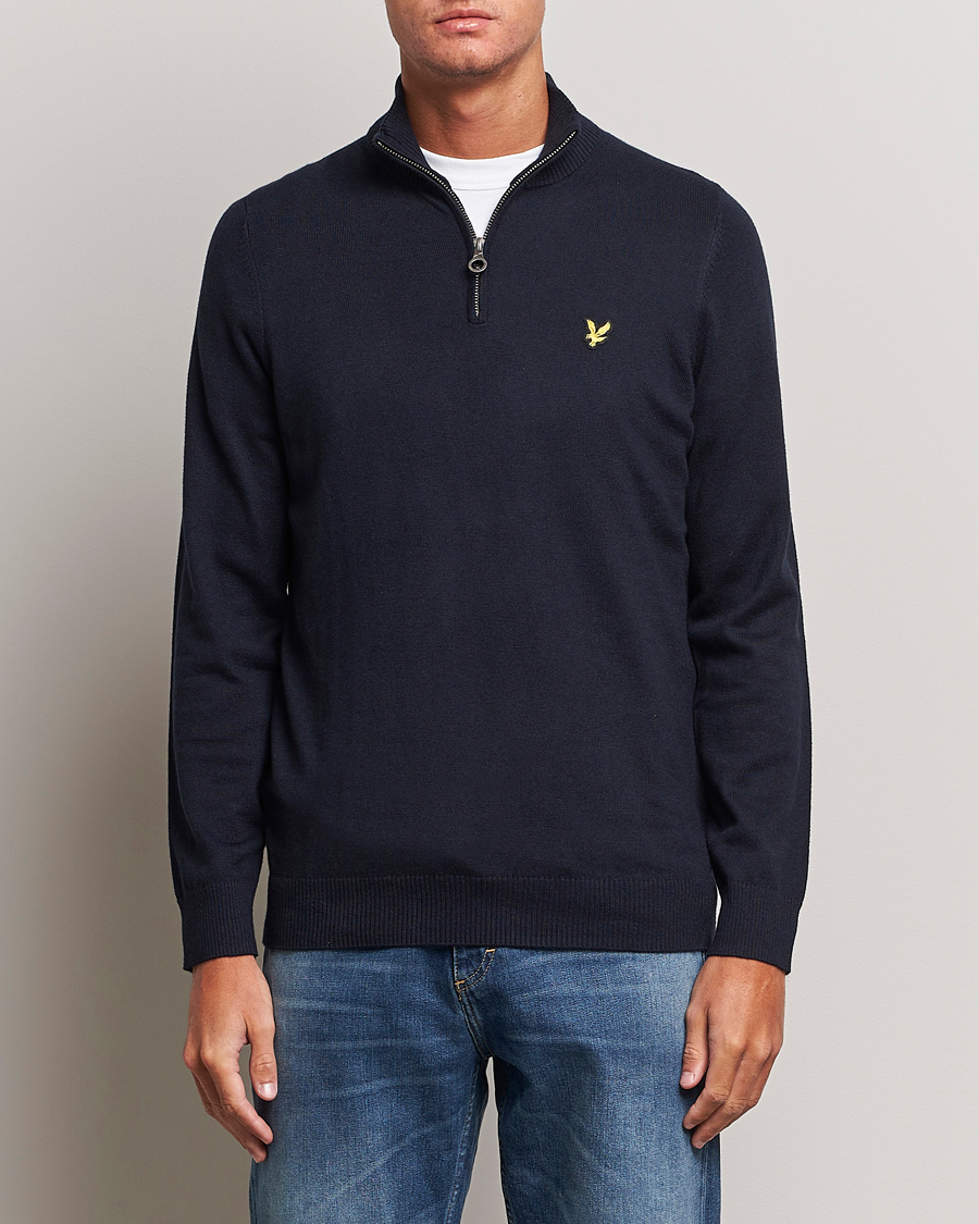 Herre | Lyle & Scott | Lyle & Scott | Cotton/Merino Half Zip Dark Navy