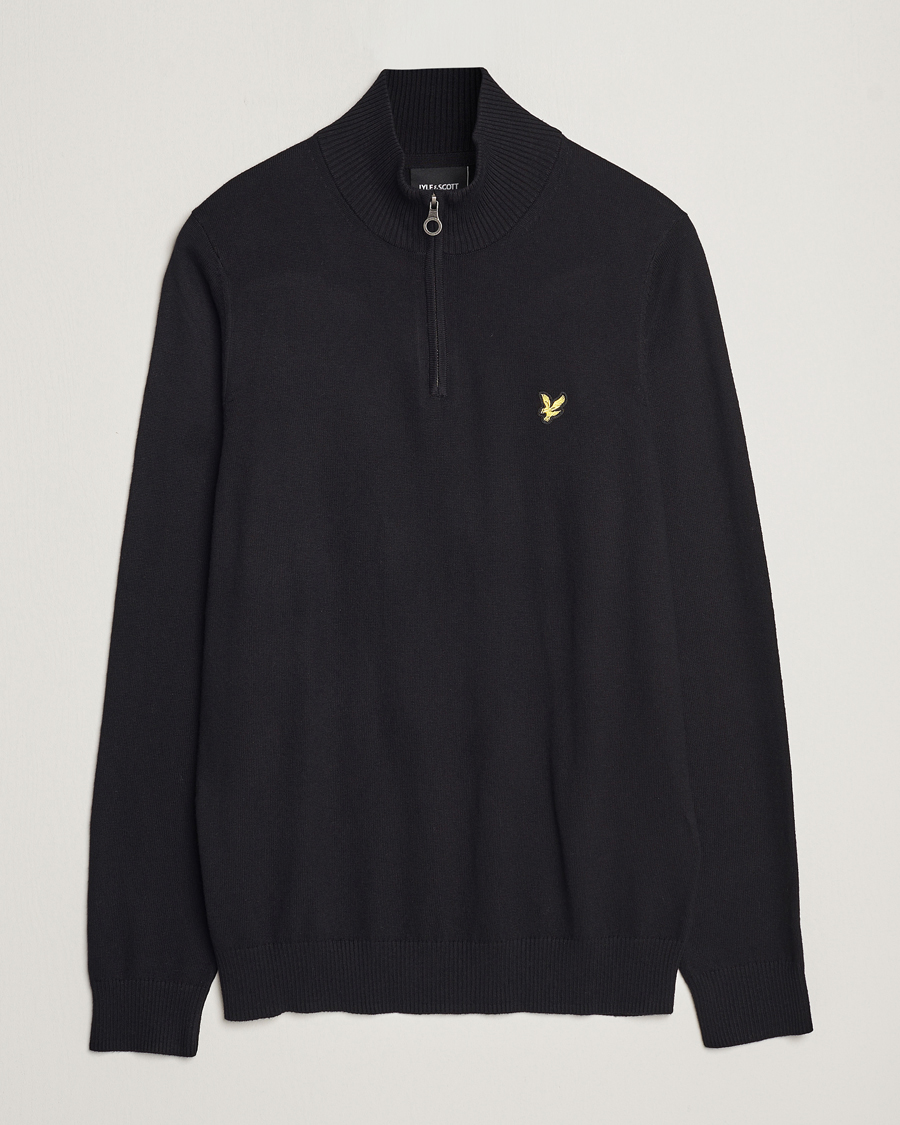 Herre | Gensere | Lyle & Scott | Cotton/Merino Half Zip Jet Black