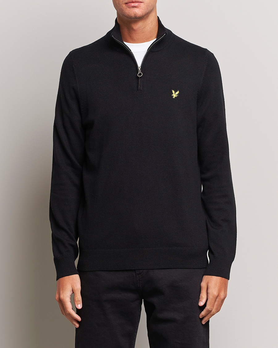 Herre | Gensere | Lyle & Scott | Cotton/Merino Half Zip Jet Black