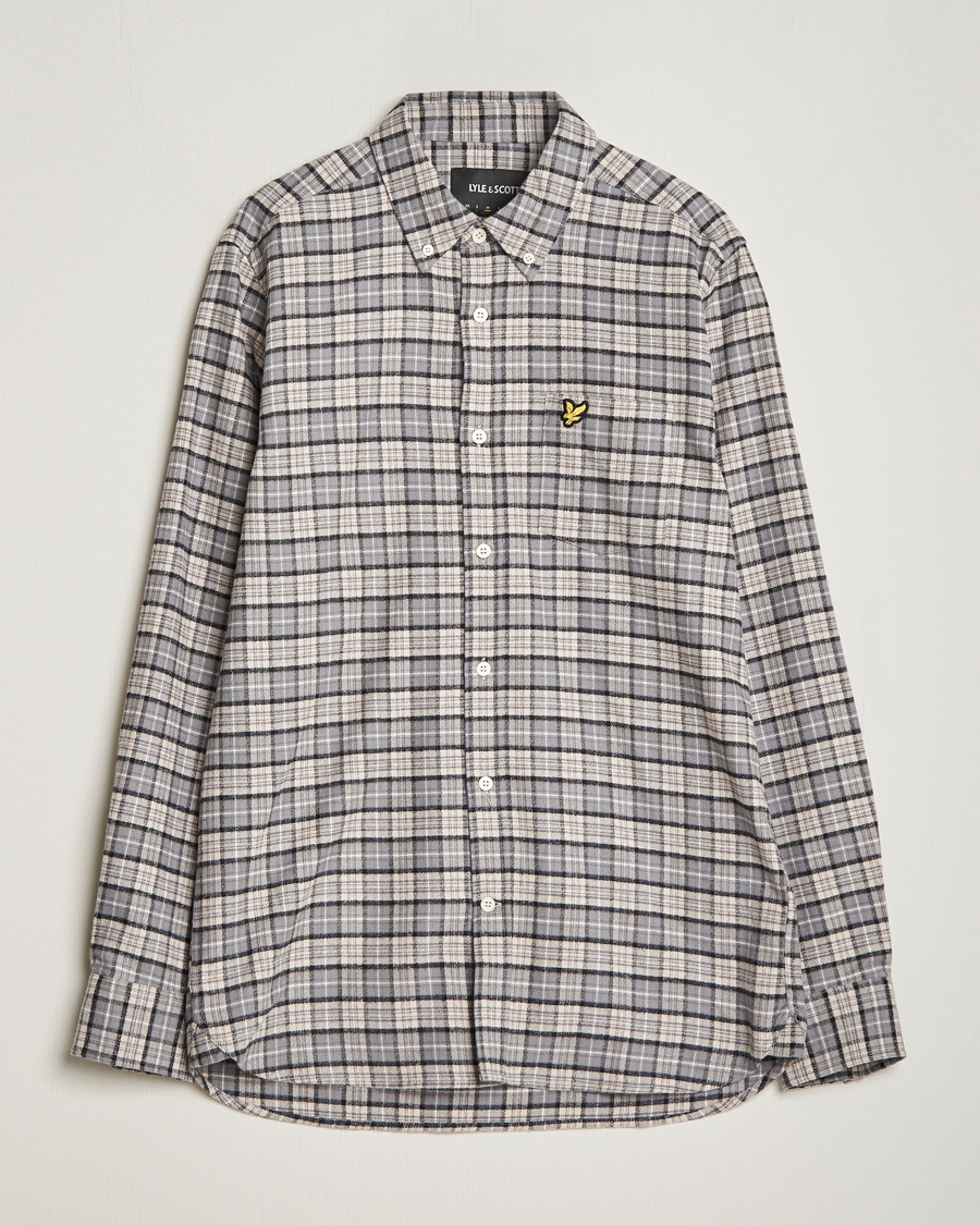 Herre | Skjorter | Lyle & Scott | Checked Flannel Button Down Shirt Cove White