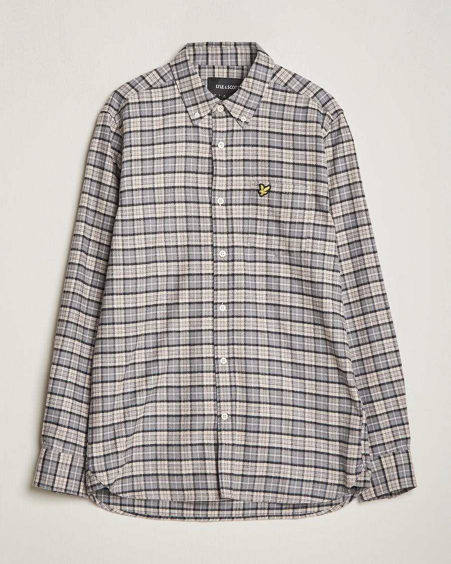 Herre | | Lyle & Scott | Checked Flannel Button Down Shirt Cove White