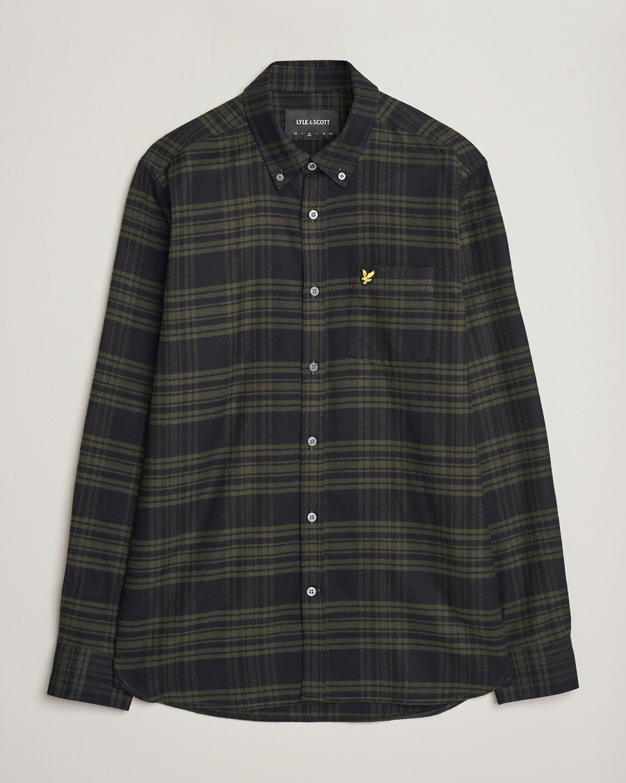 Herre | Skjorter | Lyle & Scott | Checked Flannel Button Down Shirt Mountain Moss