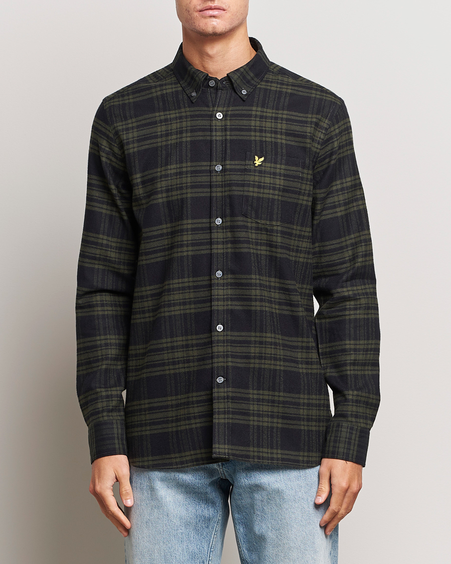 Herre |  | Lyle & Scott | Checked Flannel Button Down Shirt Mountain Moss