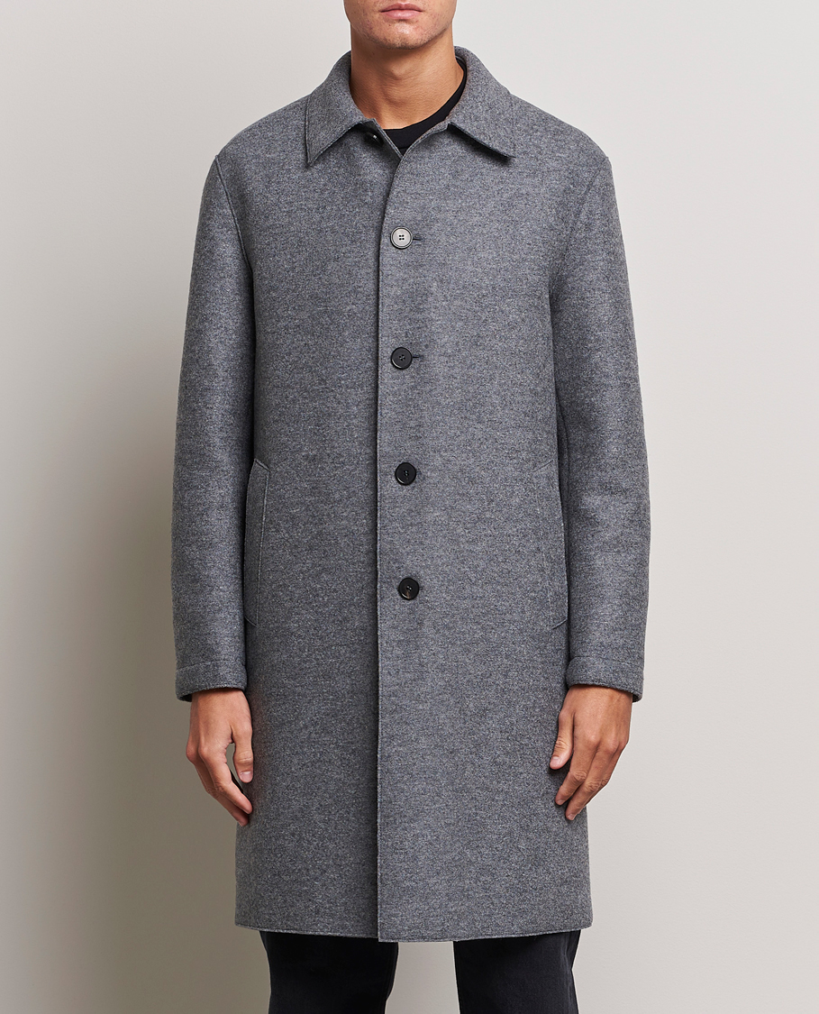 Herre | Frakker | Harris Wharf London | Pressed Wool Mac Coat Grey Moul
