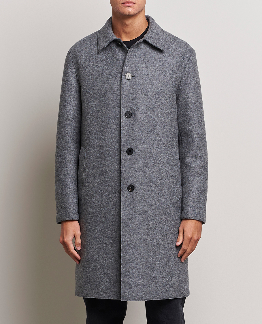 Herre | Harris Wharf London | Harris Wharf London | Pressed Wool Mac Coat Grey Moul