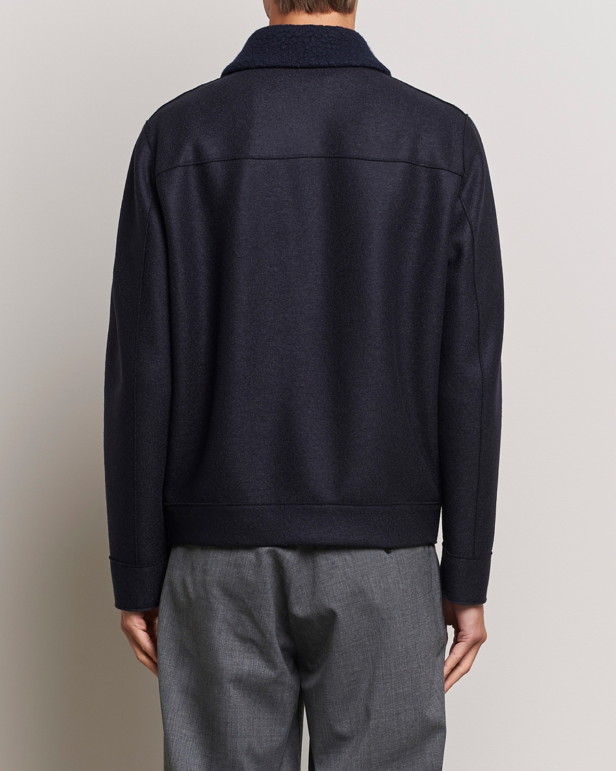 Herre | Jakker | Harris Wharf London | Pressed Wool Boucle Golf Jacket Navy