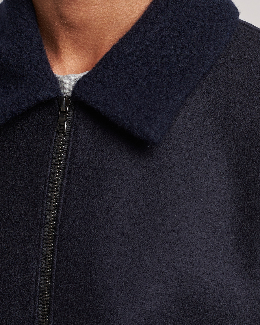 Herre | Jakker | Harris Wharf London | Pressed Wool Boucle Golf Jacket Navy
