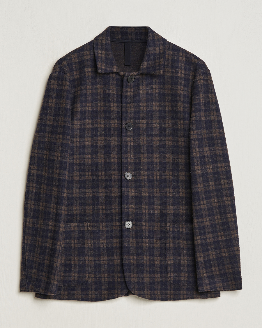 Herre | Dressjakker | Harris Wharf London | Dropped Shoulder Checked Jacket Navy/Brown