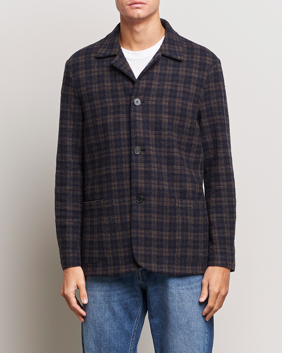 Herre | Dressjakker | Harris Wharf London | Dropped Shoulder Checked Jacket Navy/Brown
