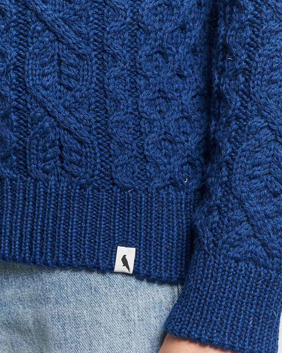 Herre | Gensere | Peregrine | Hudson Wool Aran Knitted Jumper Cobalt