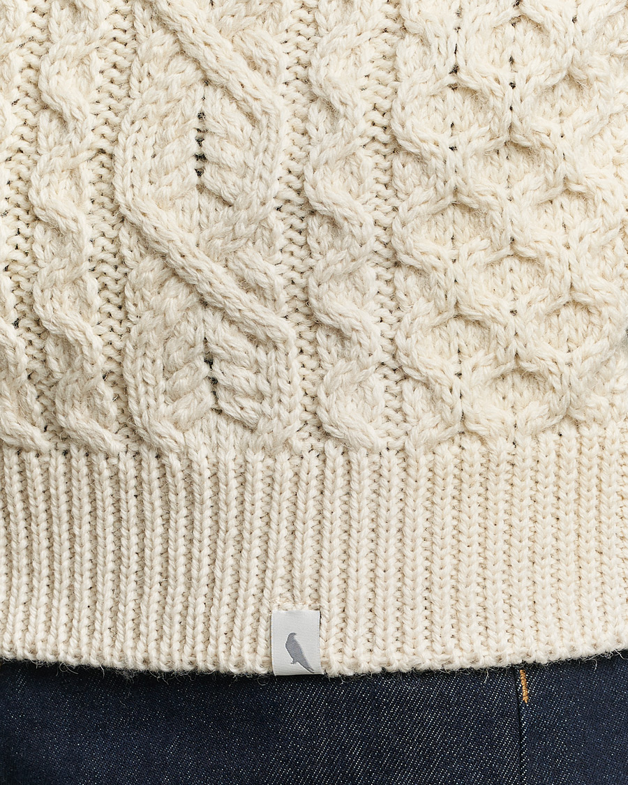 Herre | Gensere | Peregrine | Hudson Wool Aran Knitted Jumper Ecru