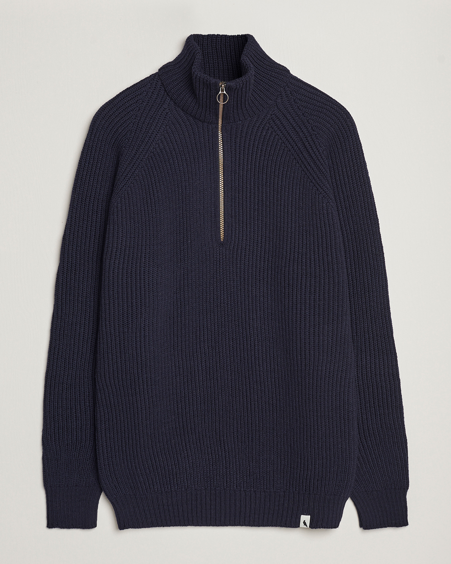 Herre | Peregrine | Peregrine | Ford Knitted Wool Half Zip Navy