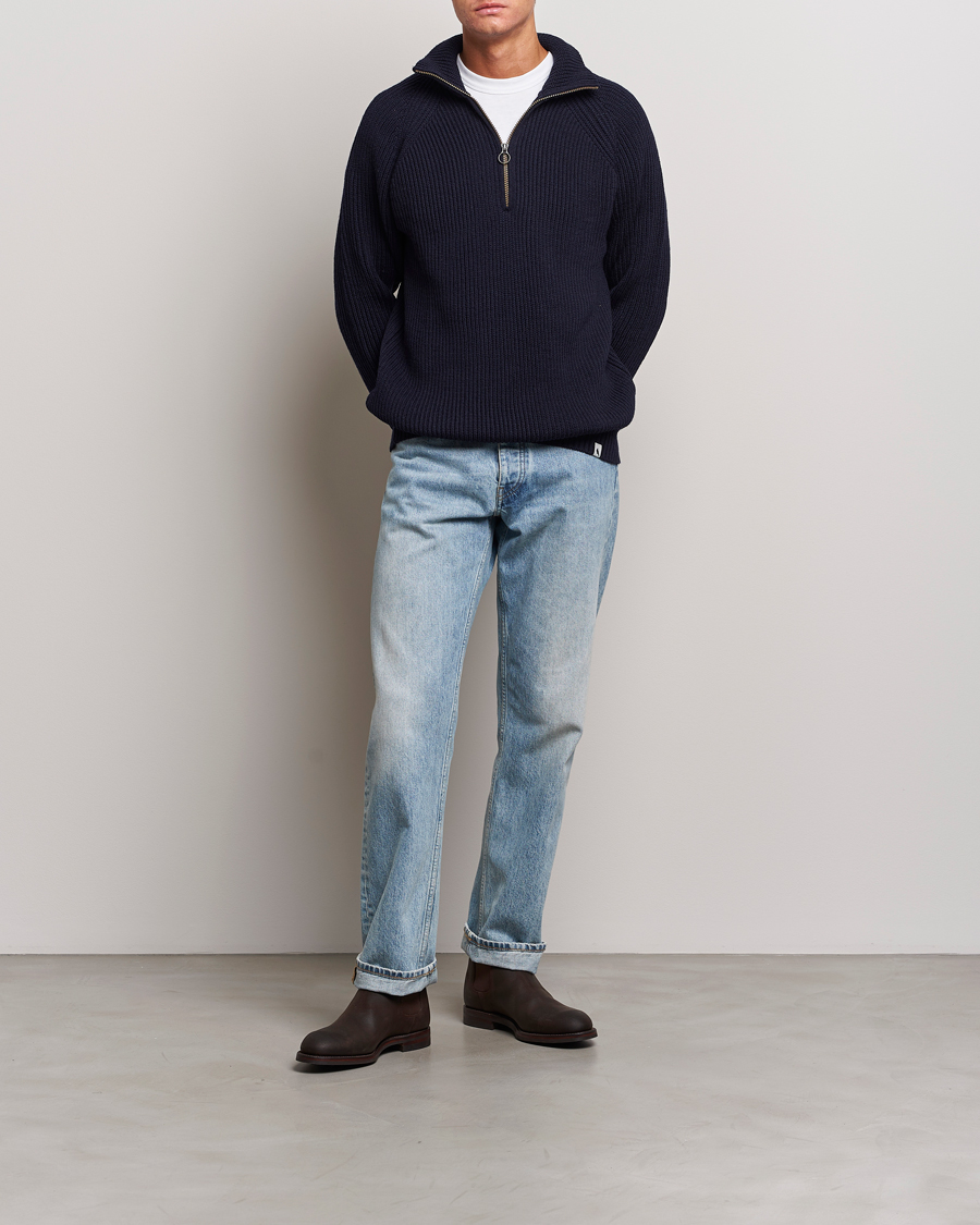 Herre | Gensere | Peregrine | Ford Knitted Wool Half Zip Navy