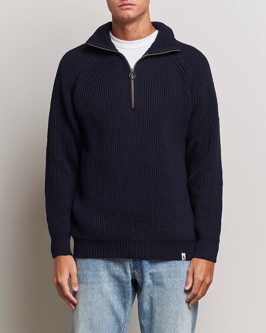 Herre | Peregrine | Peregrine | Ford Knitted Wool Half Zip Navy
