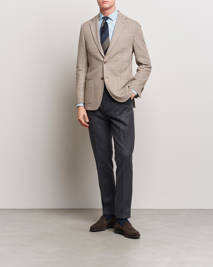 Herre | Dressjakker | Morris Heritage | Mike Jersey Herringbone Blazer Khaki