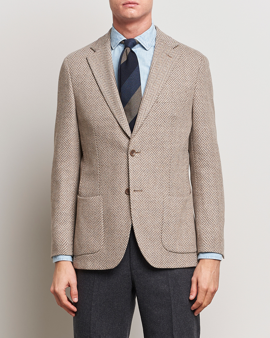 Herre |  | Morris Heritage | Mike Jersey Herringbone Blazer Khaki