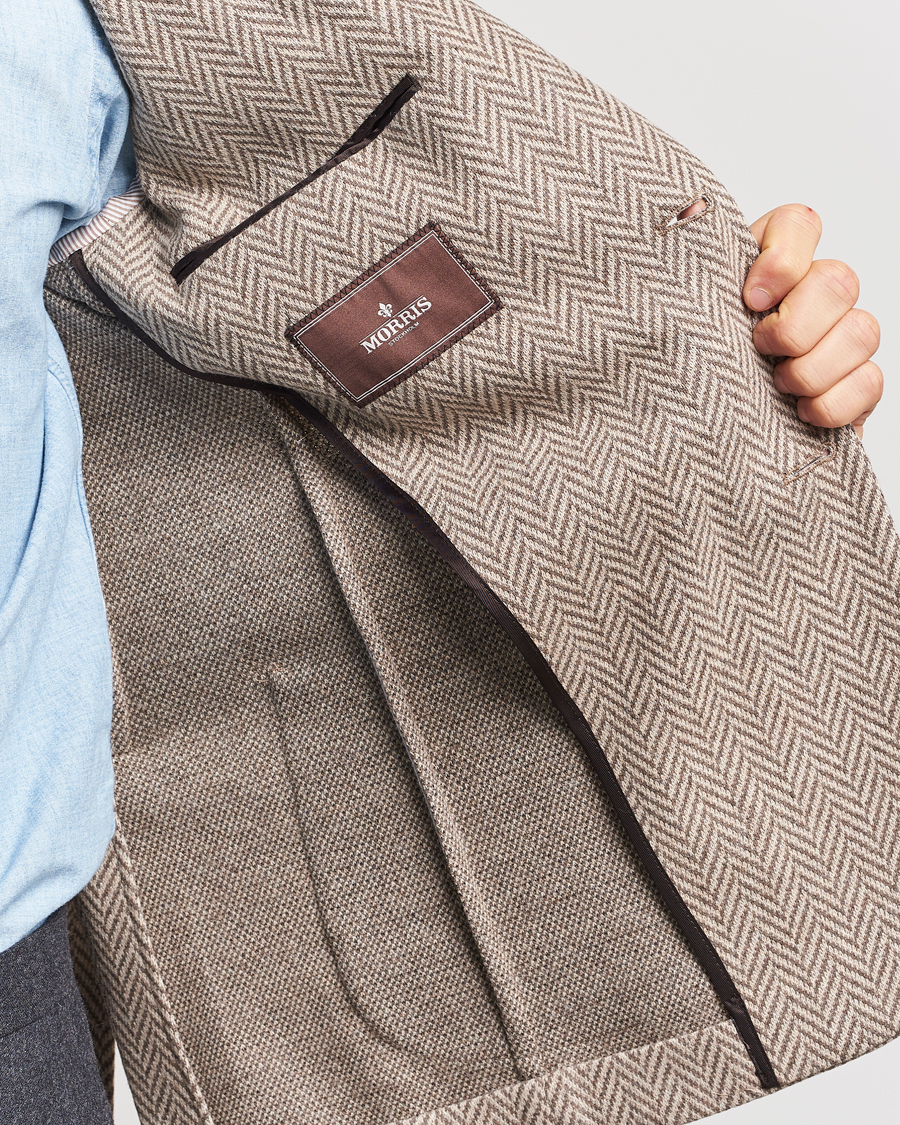 Herre | Dressjakker | Morris Heritage | Mike Jersey Herringbone Blazer Khaki
