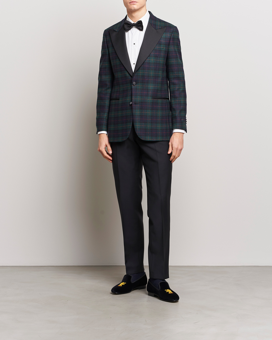 Herre | Dressjakker | Morris Heritage | Tartan Tuxedo Blazer Navy