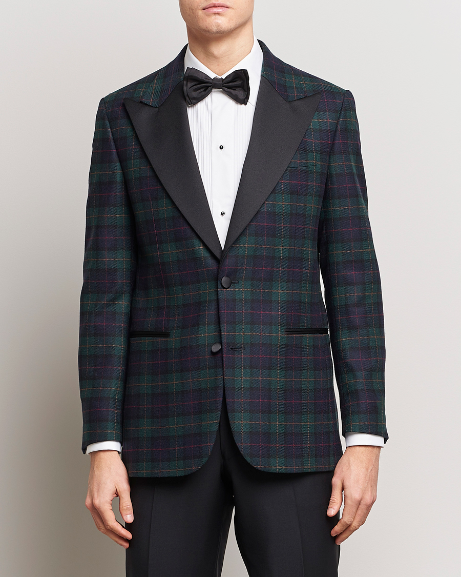 Herre | Dressjakker | Morris Heritage | Tartan Tuxedo Blazer Navy