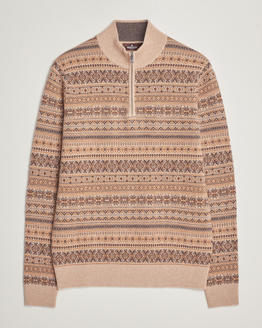 Herre | Morris Heritage | Morris Heritage | Freddie Wool/Cashmere Half Zip Camel