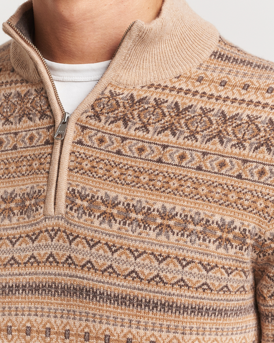 Herre | Gensere | Morris Heritage | Freddie Wool/Cashmere Half Zip Camel
