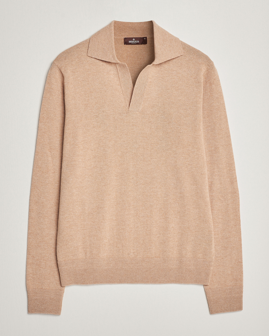 Herre | Gensere | Morris Heritage | Dalton Wool/Cashmere Long Sleeve Polo Camel