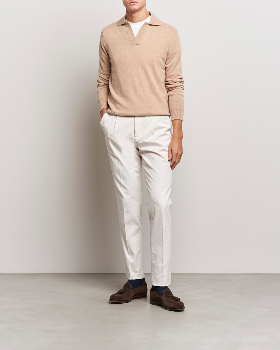 Herre | Gensere | Morris Heritage | Dalton Wool/Cashmere Long Sleeve Polo Camel