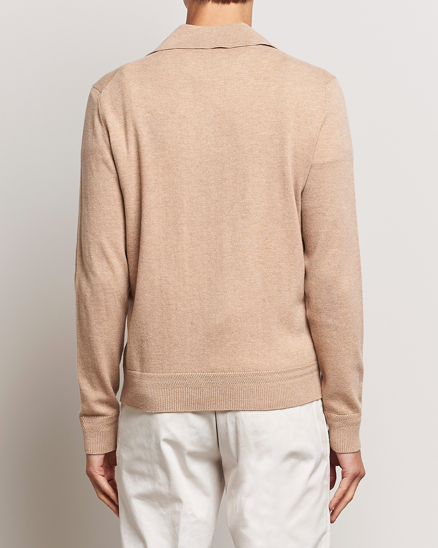 Herre | Gensere | Morris Heritage | Dalton Wool/Cashmere Long Sleeve Polo Camel