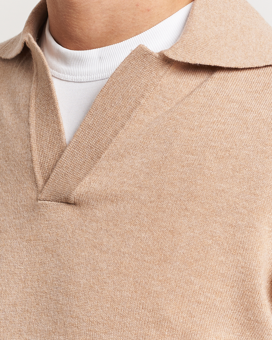 Herre | Gensere | Morris Heritage | Dalton Wool/Cashmere Long Sleeve Polo Camel