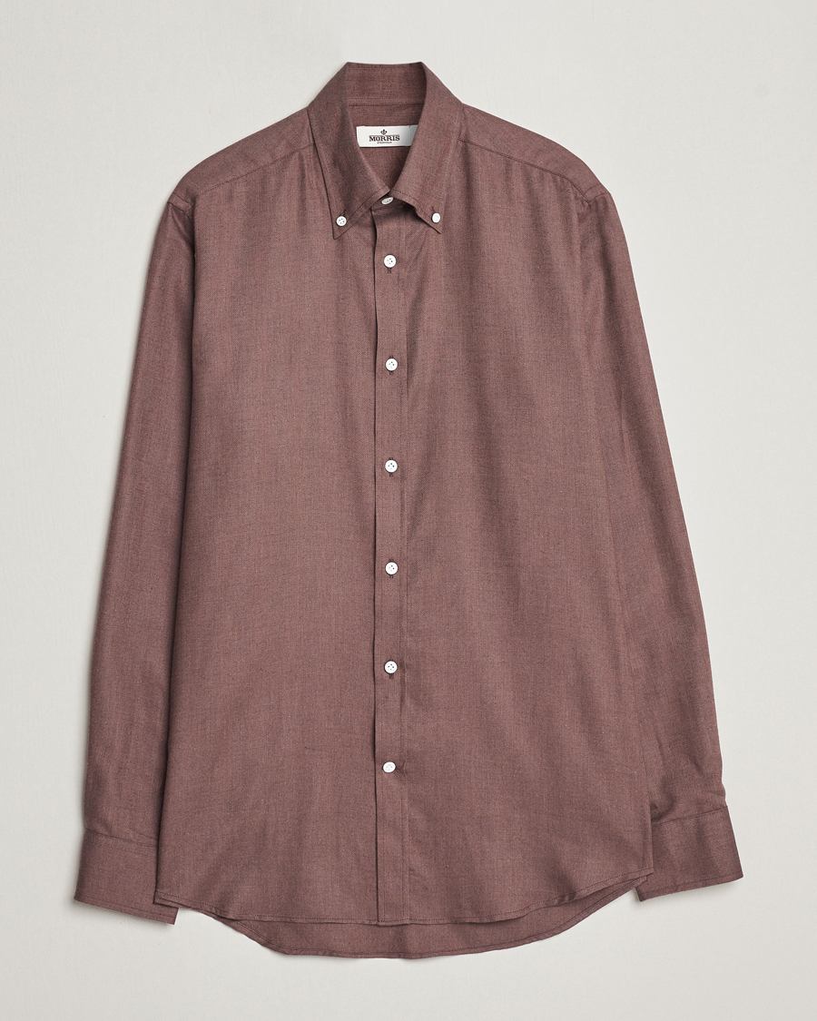 Herre |  | Morris Heritage | Herringbone Brushed Cotton Shirt Brown